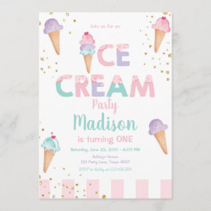 Invitation Crème de glace Cone Confetti Crème de Monnaie rose