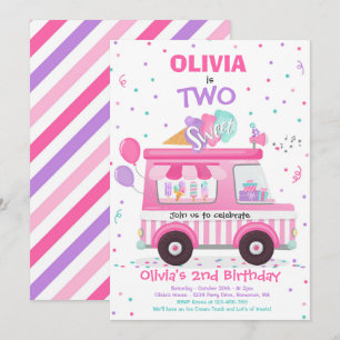 Invitation Crème de glace Deux douceurs 2e Anniversaire Crème
