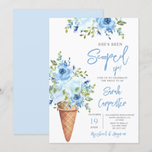 Invitation Crème de glace Fête des mariées florale bleu