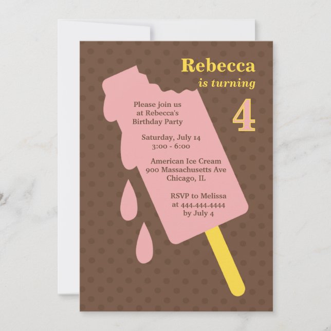 Invitation Crème de glace Popsicle Anniversaire Fête Invitati (Devant)