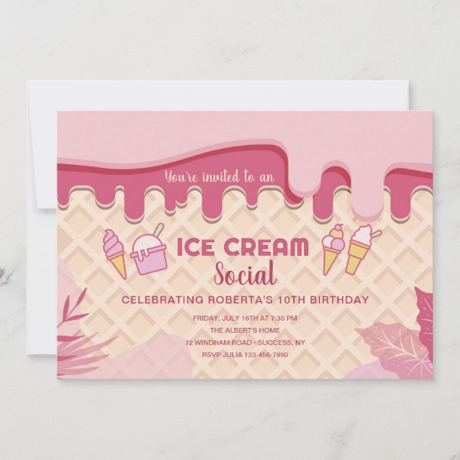 Invitation Crème de glace Social Anniversaire (Devant)