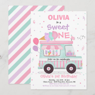 Invitation Crème de glace sucrée un camion de glace d'anniver