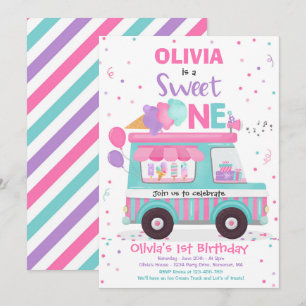 Invitation Crème de glace sucrée un camion de glace d'anniver