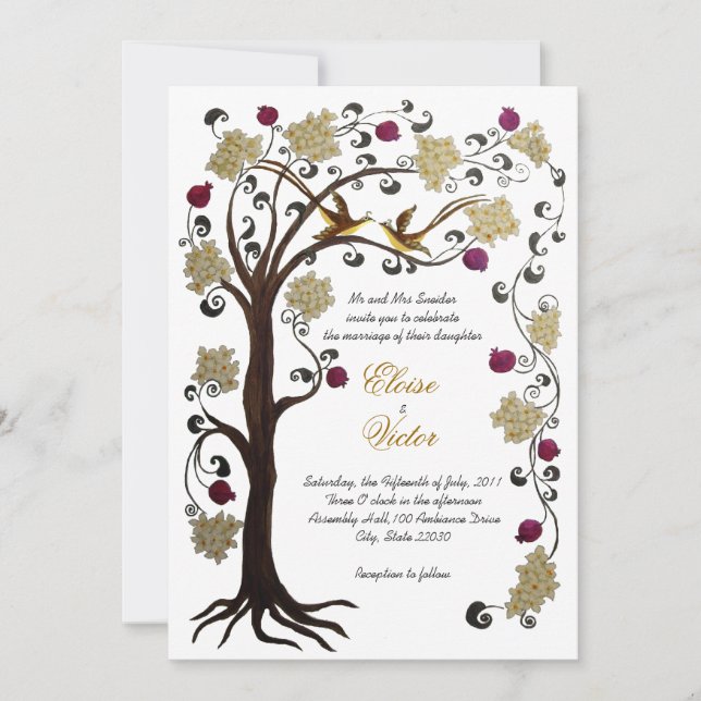Invitation Crème de l'arbre de vie (v)/blanc (Devant)