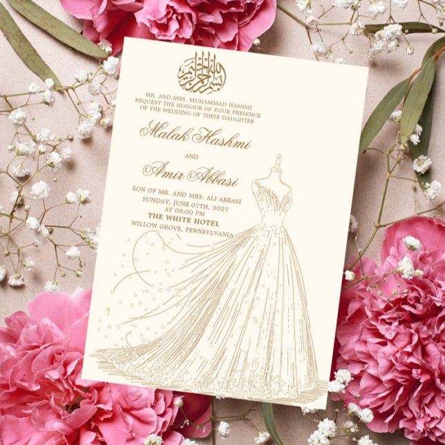 Invitation Crème de robe simple mariage musulman islamique (Créateur téléchargé)