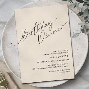 Invitation Crème d'ivoire neutre Script moderne Dîner d'anniv