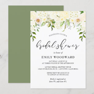 Invitation Crème d'ivoire romantique Fête des mariées florale