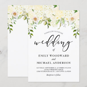 Invitation Crème d'ivoire romantique Mariage d'aquarelle