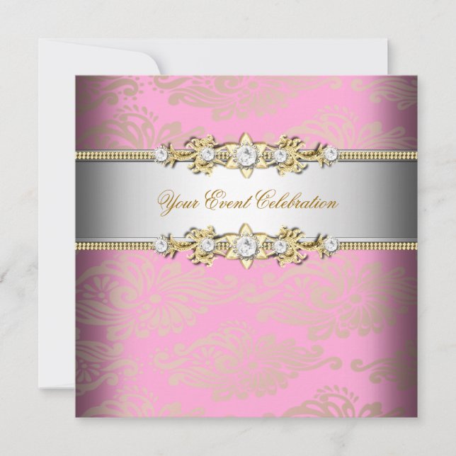 Invitation Crème d'or rose Embossée look élégant Party (Devant)