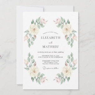 Invitation Crème Douce Floraison Romance Mariage