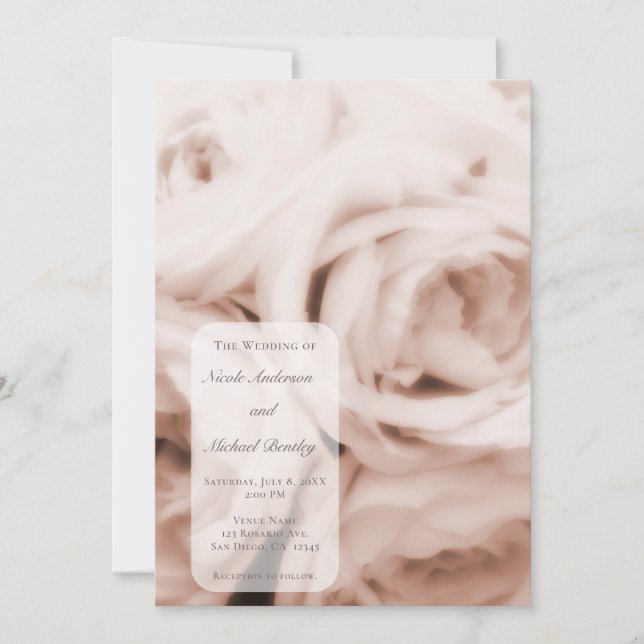 Invitation Crème Doux Roses Roses Roses Roses Roses Roses Élé (Devant)