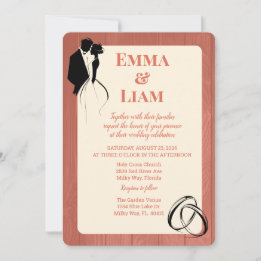 Invitation Crème en terre cuite Mariage de silhouette rustiqu