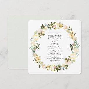Invitation Crème et gris   Botanique Garland Mariage floral