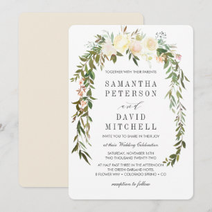 Invitation Crème et ivoire Botanique Garland Mariage floral