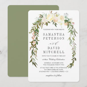 Invitation Crème et sage Botanique Garland Mariage floral