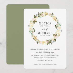 Invitation Crème et sage   Botanique Mariage floral