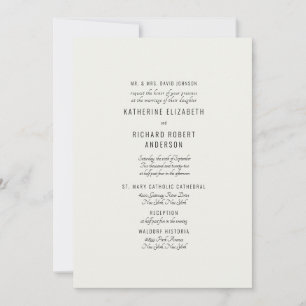 Invitation Crème formelle Deux Lieux Parents Mariés