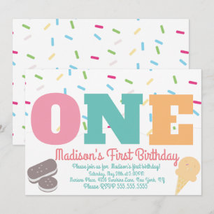 Invitation Crème glacée arrose les filles pastel fête d'anniv
