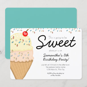 Invitation Crème glacée ça va être doux fête d'anniversaire