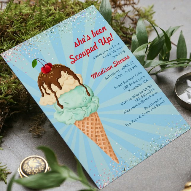 Invitation Crème glacée d'été Fête des mariées d'aquarelle mo (Créateur téléchargé)