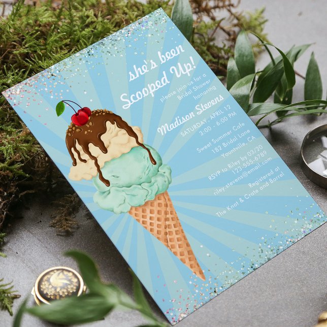 Invitation Crème glacée d'été Fête des mariées d'aquarelle mo (Créateur téléchargé)