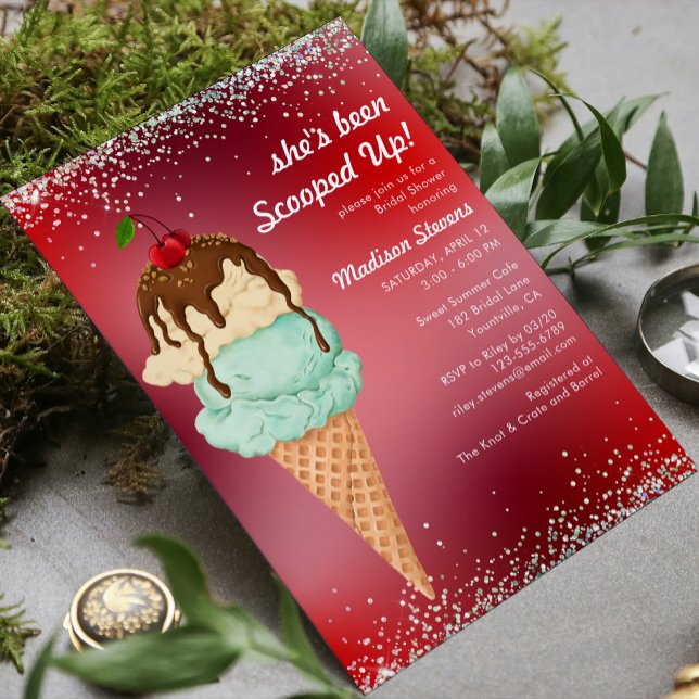 Invitation Crème glacée d'été Fête des mariées d'aquarelle mo (Créateur téléchargé)