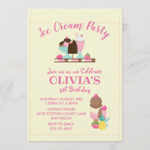 Invitation Crème glacée Douceur Traite Anniversaire