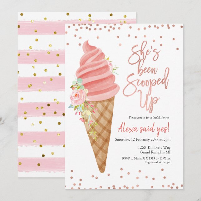 Invitation Crème glacée elle a été scoopée nuptiale douche (Devant / Derrière)