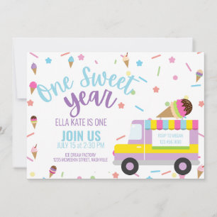 Invitation Crème glacée Premier anniversaire Baby Giry Party