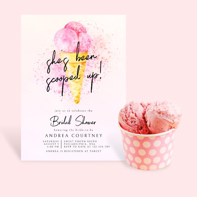 Invitation Crème glacée rose Elle a été prise nuptiale douche (Créateur téléchargé)