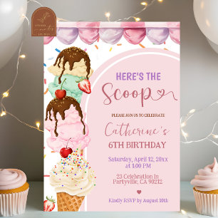 Invitation Crème Glacée Rose Sucrée Voici la scoop fille anni