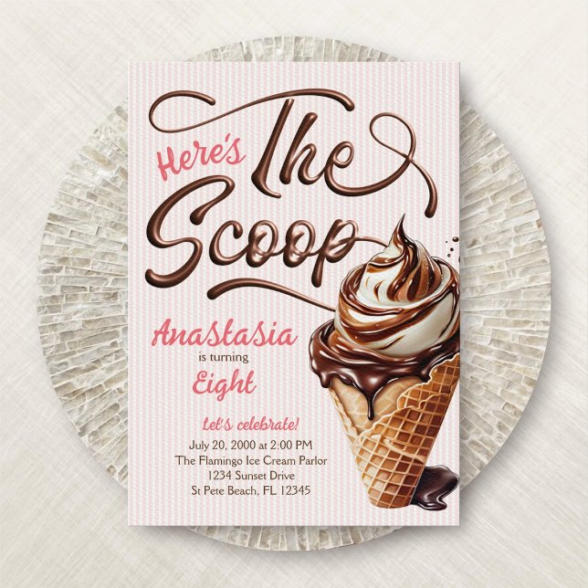 Invitation Crème glacée Scoop Girls Anniversaire (Créateur téléchargé)