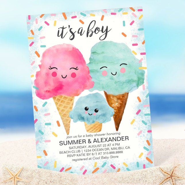 Invitation Crème glacée Scoop Saupoudrer Baby shower d'été po (Créateur téléchargé)