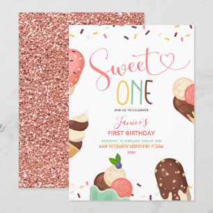 Invitation Crème glacée sucré un premier anniversaire Invitat