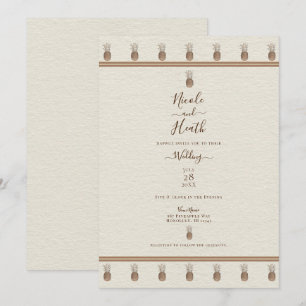 Invitation Crème Gold Brown ananas minimal mariage élégant