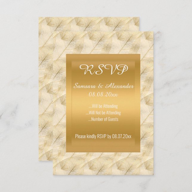Invitation Crème Gold FEAF Simple Toutes Occassion RSVP (Devant / Derrière)