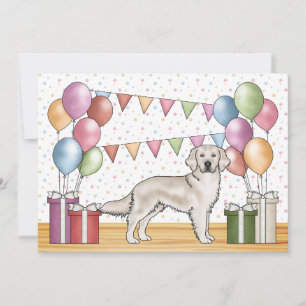 Invitation Crème Golden Retriever Chien coloré Anniversaire