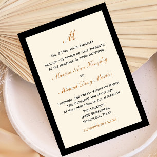 Invitation Crème Mariage simple et peu coûteuse avec noir