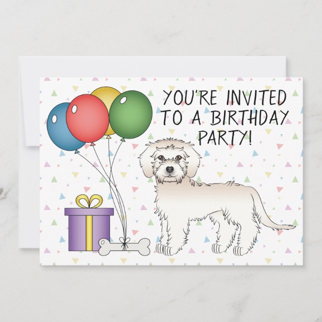 Invitation Crème Mini Goldendoodle mignon dessin animé chien  (Devant)