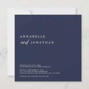 Invitation Crème moderne Blanc Marine Bleu Mariage contempora