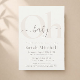 Invitation Crème Moderne Minimaliste Neutre Oh Baby Shower