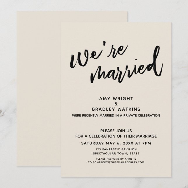 Invitation Crème On est mariés Après la réception de mariage (Devant / Derrière)