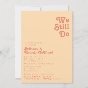 Invitation Crème Orange Rétro Moderne Nous Faisons Encore Vow