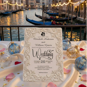 Invitation Crème Romantique Et Calligraphie Formel Charbon