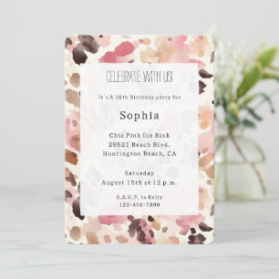 Invitation Crème rose Brown léopard Anniversaire