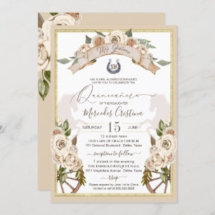 Invitation Crème Roses Blanches Ouest Charro Quinceanera