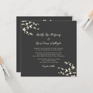 Invitation Crème Sakura Cerry Blossoms Café Mariage asiatique