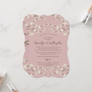 Invitation Crème Sakura Fleurs de cerises Fête des mariées ro