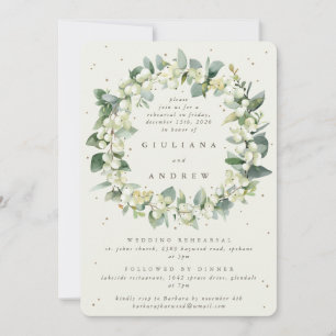 Invitation Crème Snowberry+Eucalyptus Mariage répétition