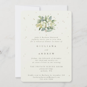 Invitation Crème Snowberry+Eucalyptus Mariage répétition